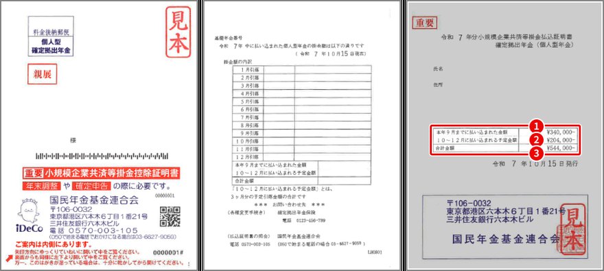 小規模企業共済等掛金払込証明書のイメージ